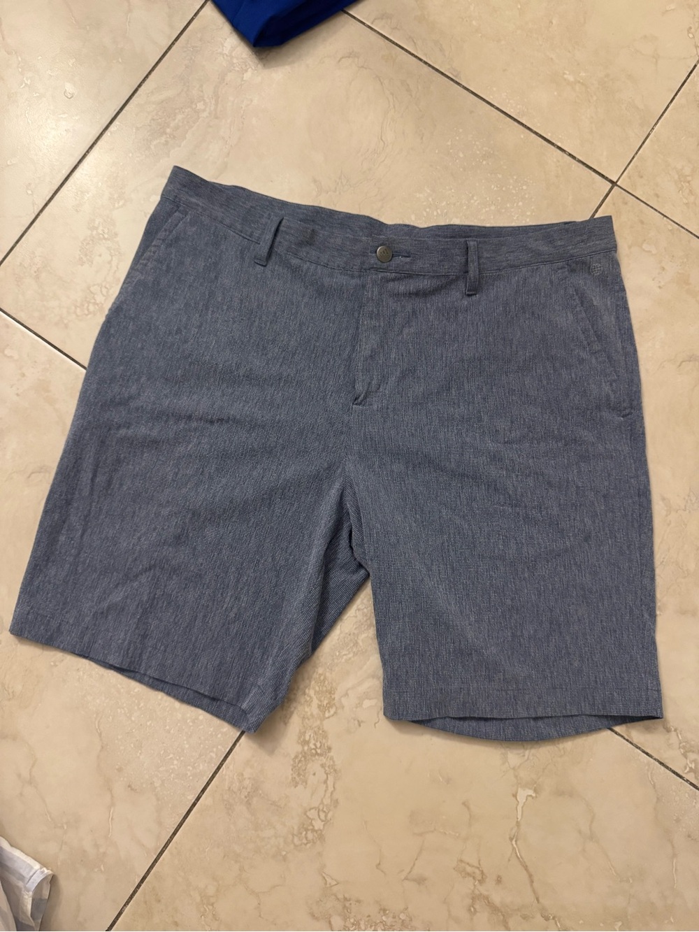 adidas Heathered Blue Flat-Front Men's Shorts